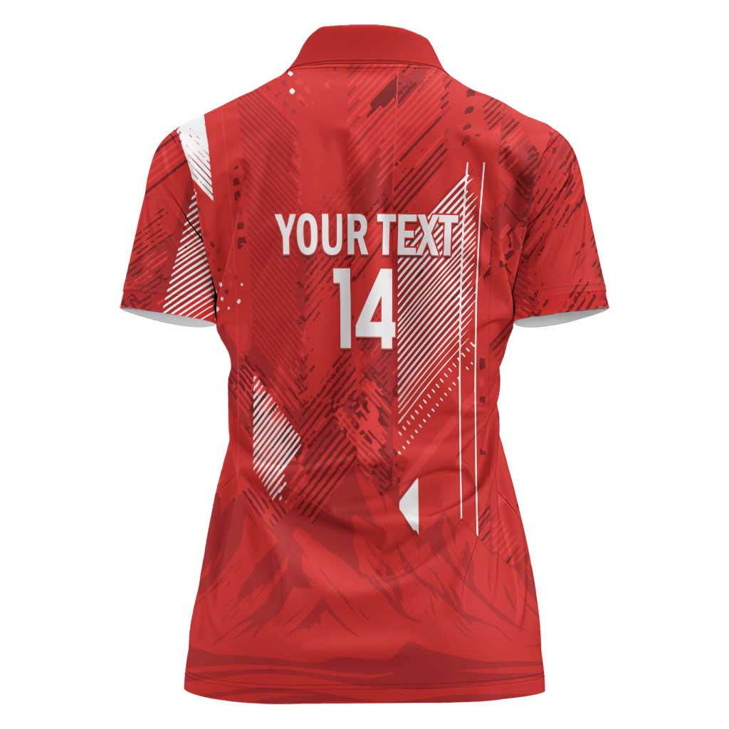 Switzerland Football Custom Women Polo Shirt Go Nati Swiss Alps Grunge Style