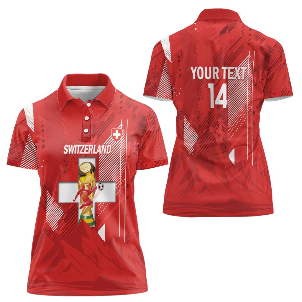 Switzerland Football Custom Women Polo Shirt Go Nati Swiss Alps Grunge Style