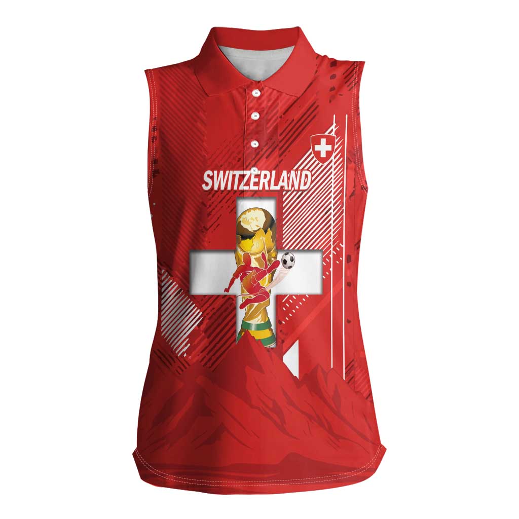 Switzerland Football Custom Women Sleeveless Polo Shirt Go Nati Swiss Alps Grunge Style