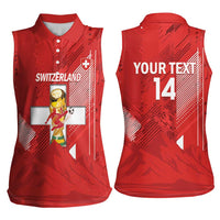 Switzerland Football Custom Women Sleeveless Polo Shirt Go Nati Swiss Alps Grunge Style