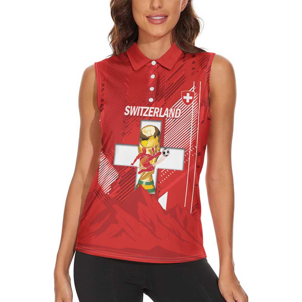 Switzerland Football Custom Women Sleeveless Polo Shirt Go Nati Swiss Alps Grunge Style