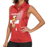 Switzerland Football Custom Women Sleeveless Polo Shirt Go Nati Swiss Alps Grunge Style