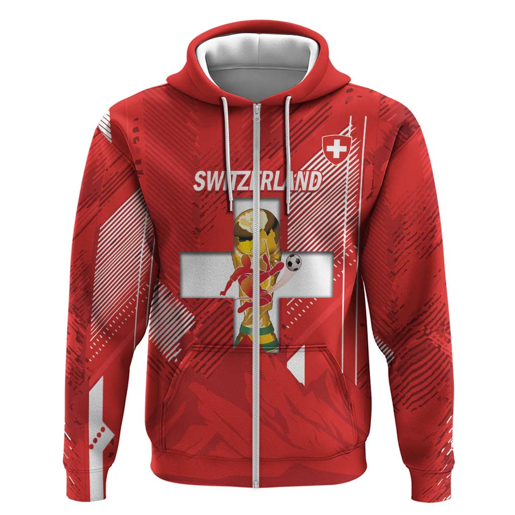 Switzerland Football Custom Zip Hoodie Go Nati Swiss Alps Grunge Style