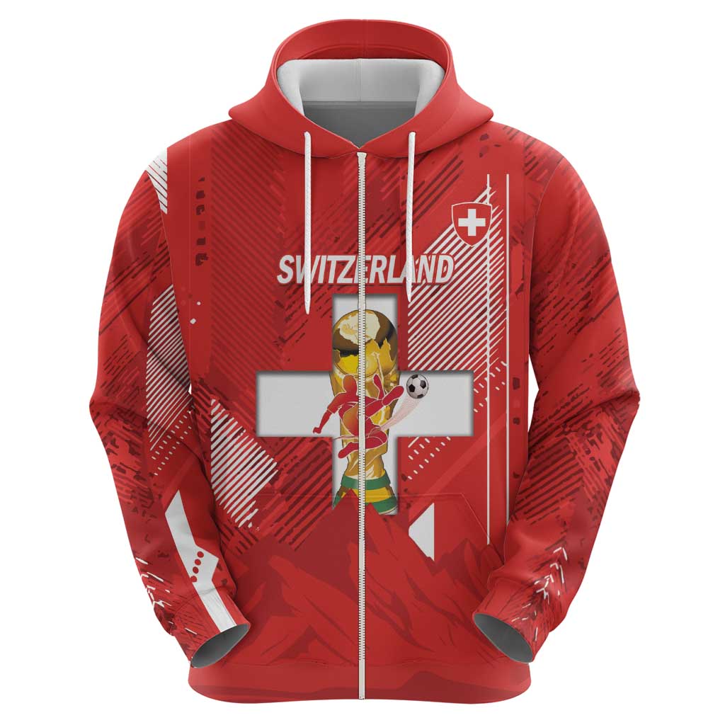 Switzerland Football Custom Zip Hoodie Go Nati Swiss Alps Grunge Style