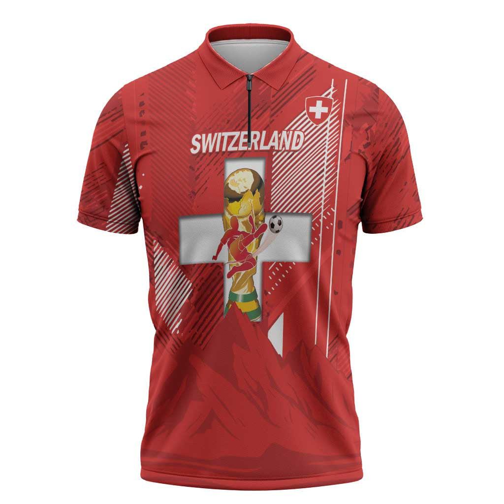 Switzerland Football Custom Zipper Polo Shirt Go Nati Swiss Alps Grunge Style