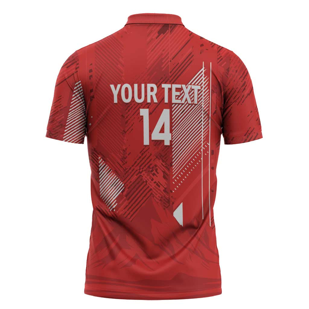 Switzerland Football Custom Zipper Polo Shirt Go Nati Swiss Alps Grunge Style
