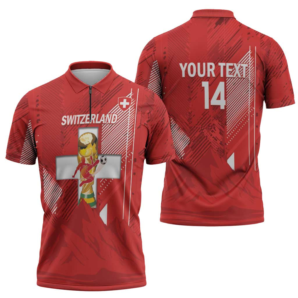 Switzerland Football Custom Zipper Polo Shirt Go Nati Swiss Alps Grunge Style
