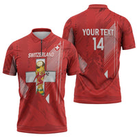 Switzerland Football Custom Zipper Polo Shirt Go Nati Swiss Alps Grunge Style