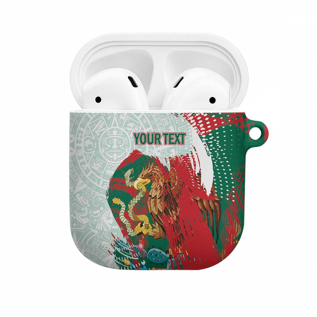 Mexico Football Custom AirPods Case El Tri Aztec Calendar Brush Style