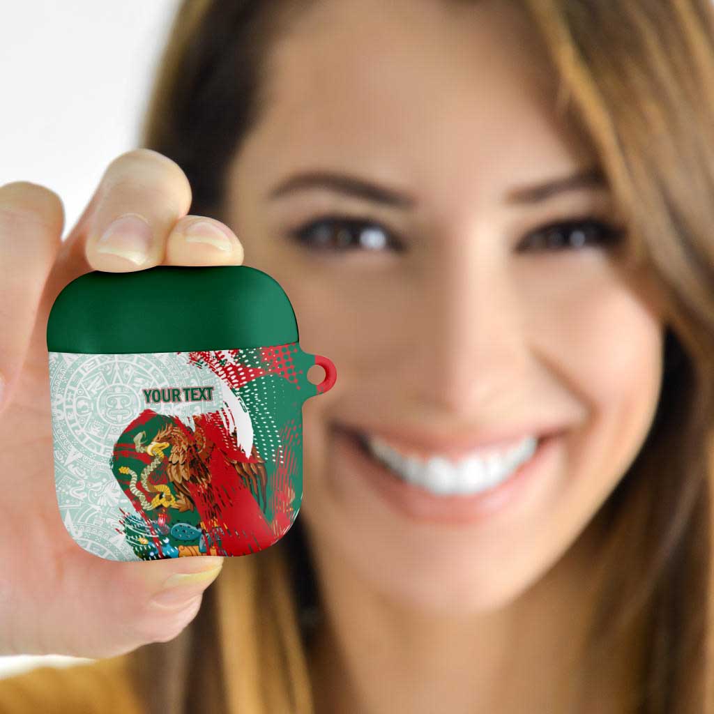 Mexico Football Custom AirPods Case El Tri Aztec Calendar Brush Style