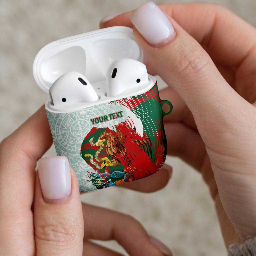 Mexico Football Custom AirPods Case El Tri Aztec Calendar Brush Style