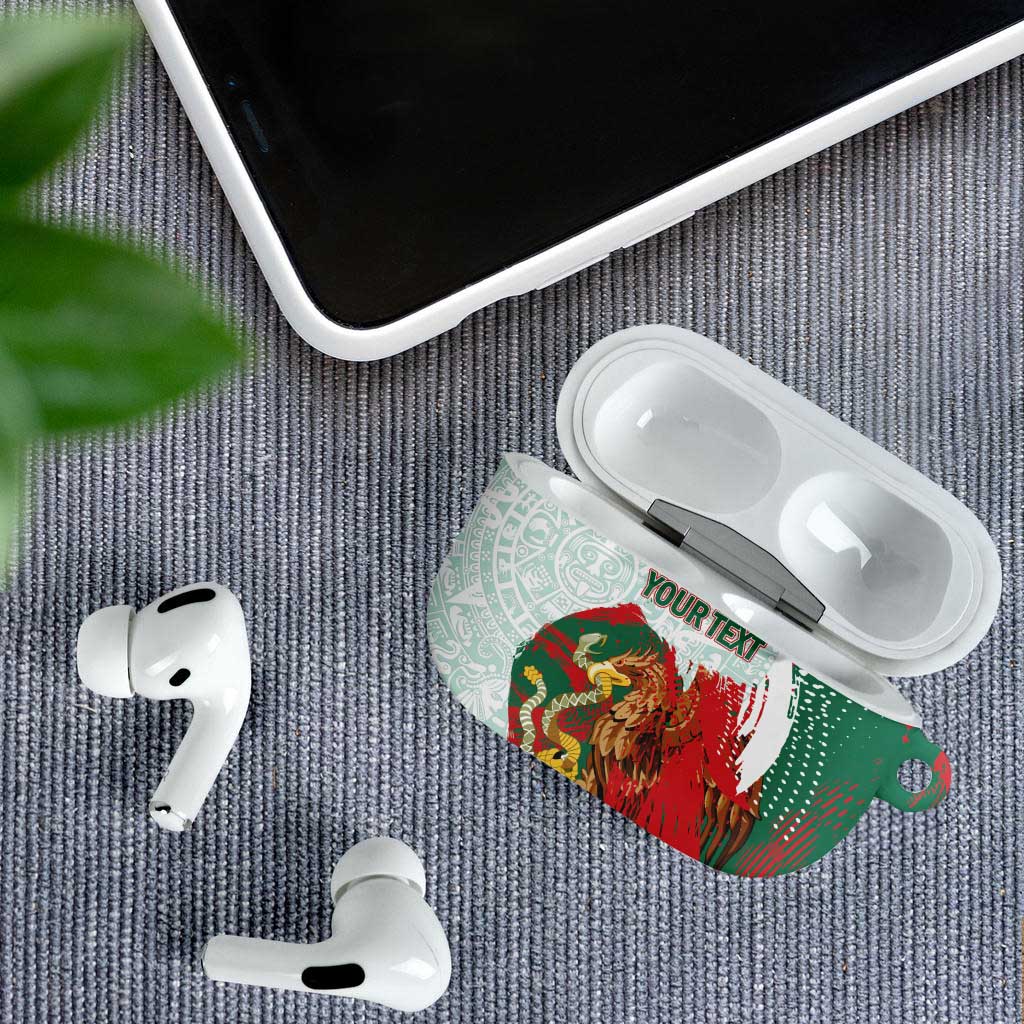 Mexico Football Custom AirPods Case El Tri Aztec Calendar Brush Style