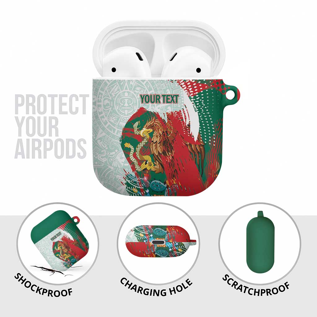 Mexico Football Custom AirPods Case El Tri Aztec Calendar Brush Style