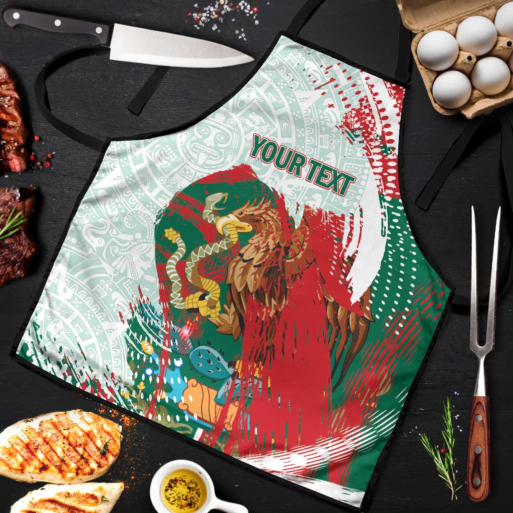 Mexico Football Custom Apron El Tri Aztec Calendar Brush Style