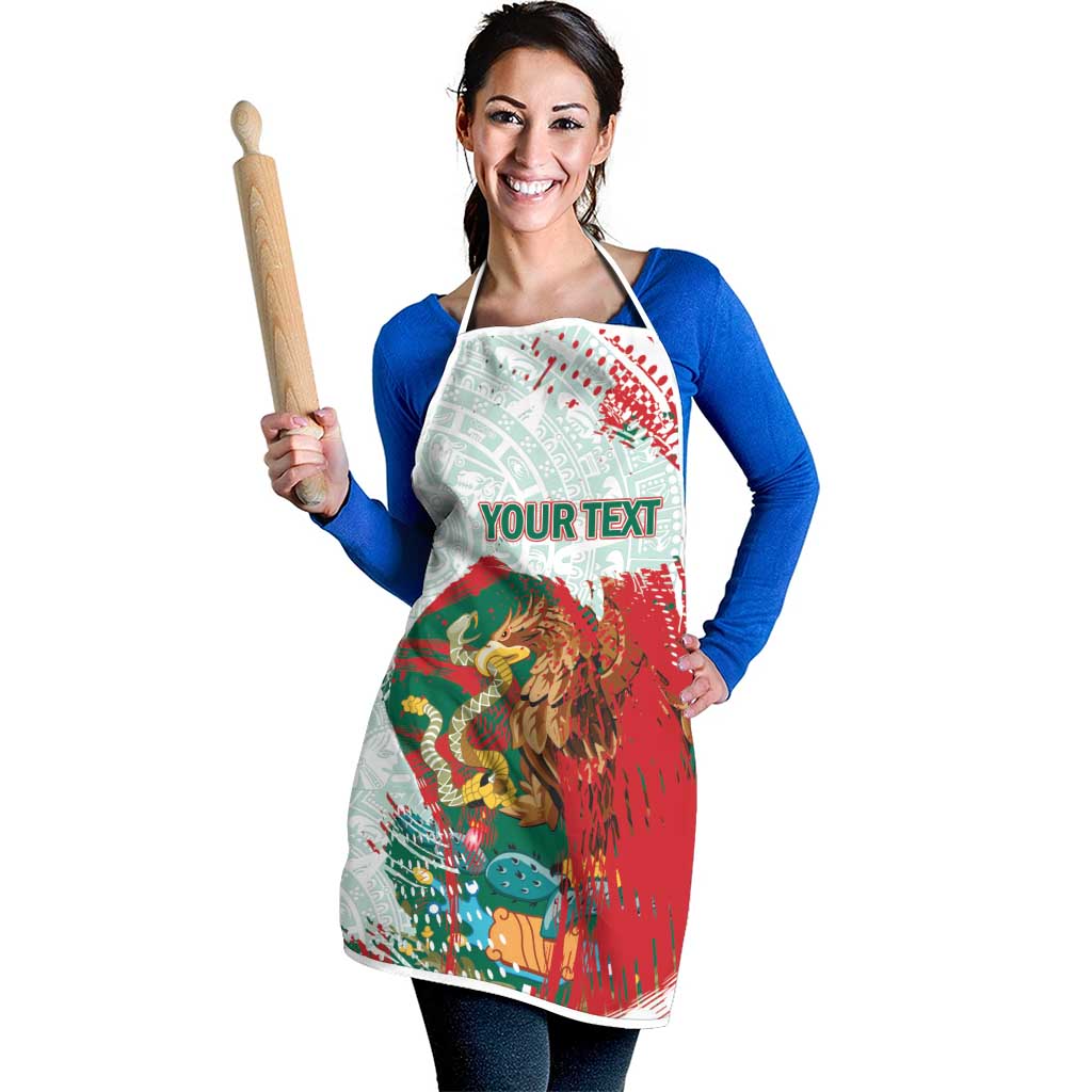Mexico Football Custom Apron El Tri Aztec Calendar Brush Style