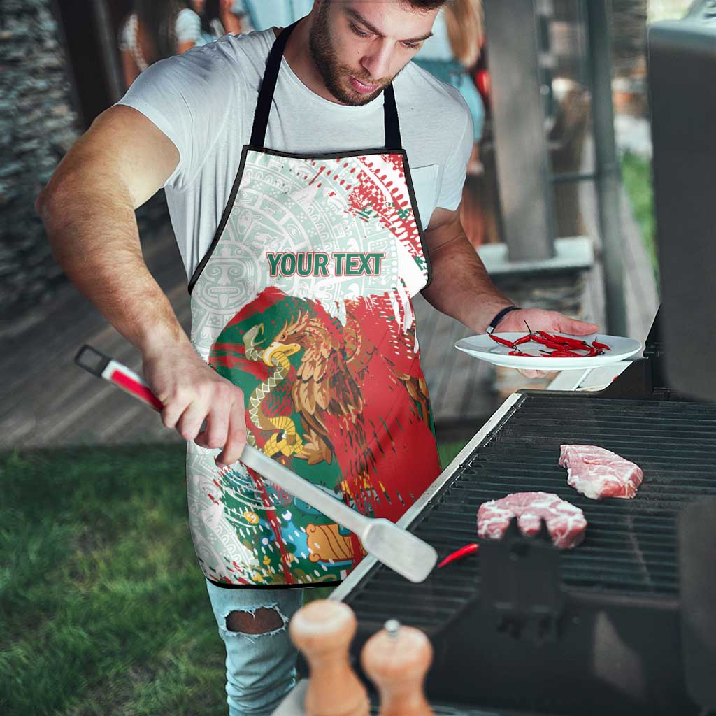 Mexico Football Custom Apron El Tri Aztec Calendar Brush Style