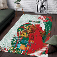 Mexico Football Custom Area Rug El Tri Aztec Calendar Brush Style