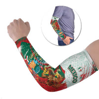 Mexico Football Custom Arm Sleeves El Tri Aztec Calendar Brush Style