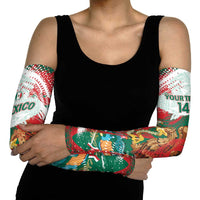 Mexico Football Custom Arm Sleeves El Tri Aztec Calendar Brush Style