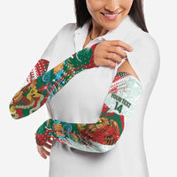 Mexico Football Custom Arm Sleeves El Tri Aztec Calendar Brush Style