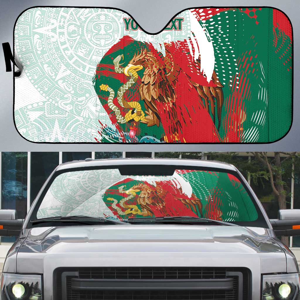 Mexico Football Custom Auto Sun Shade El Tri Aztec Calendar Brush Style