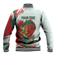 Mexico Football Custom Baseball Jacket El Tri Aztec Calendar Brush Style