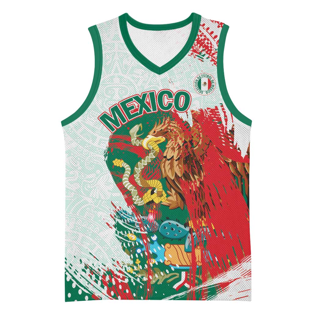 Mexico Football Custom Basketball Jersey El Tri Aztec Calendar Brush Style