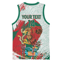 Mexico Football Custom Basketball Jersey El Tri Aztec Calendar Brush Style