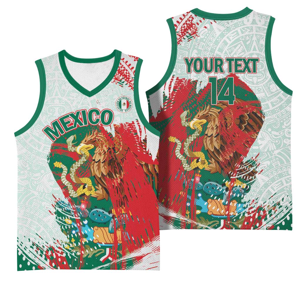 Mexico Football Custom Basketball Jersey El Tri Aztec Calendar Brush Style