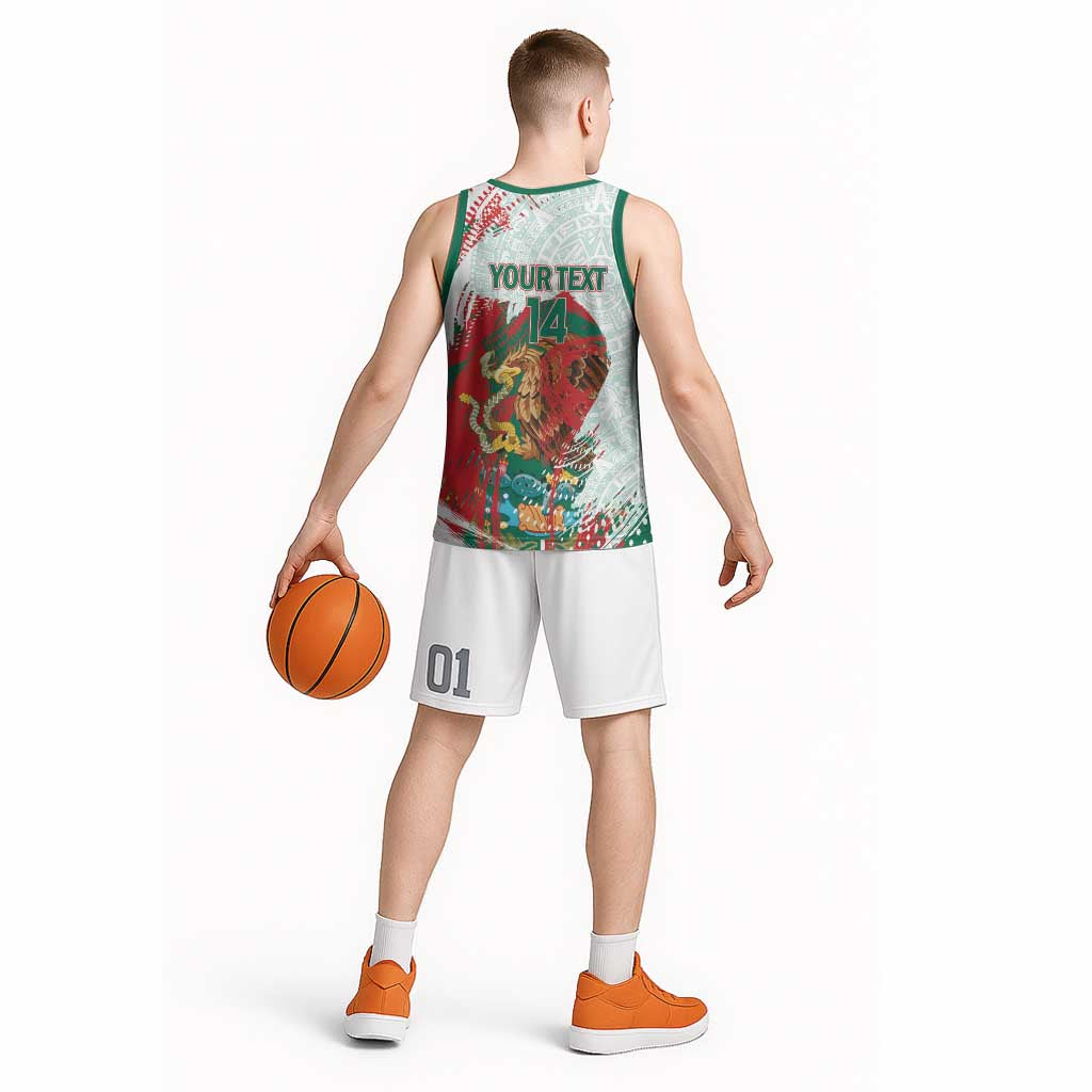 Mexico Football Custom Basketball Jersey El Tri Aztec Calendar Brush Style