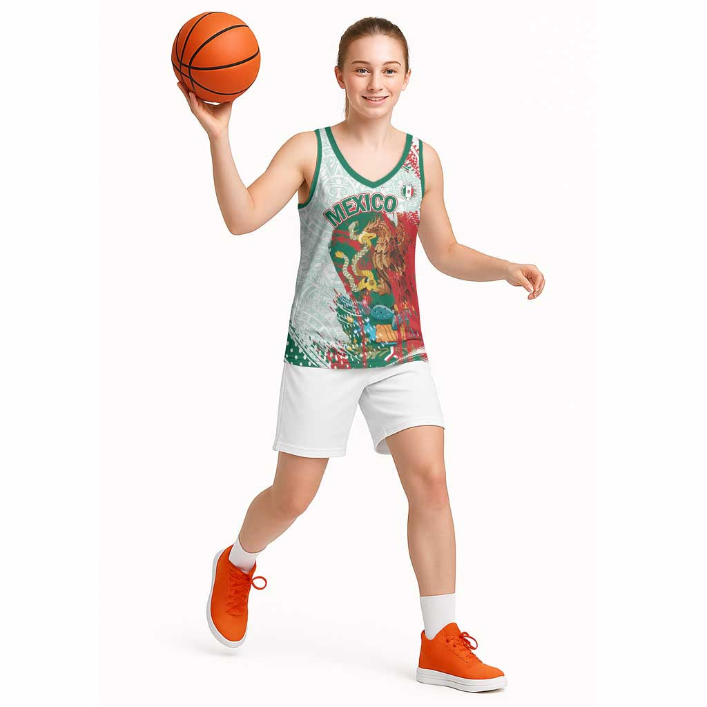 Mexico Football Custom Basketball Jersey El Tri Aztec Calendar Brush Style