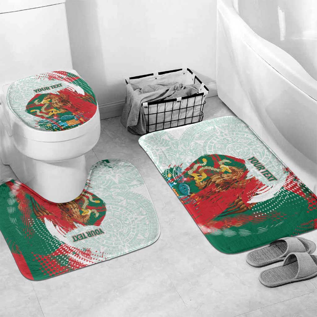 Mexico Football Custom Bathroom Set El Tri Aztec Calendar Brush Style