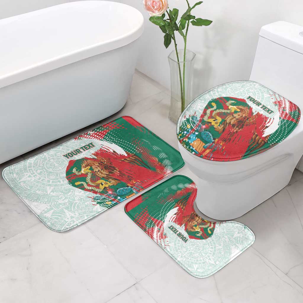 Mexico Football Custom Bathroom Set El Tri Aztec Calendar Brush Style