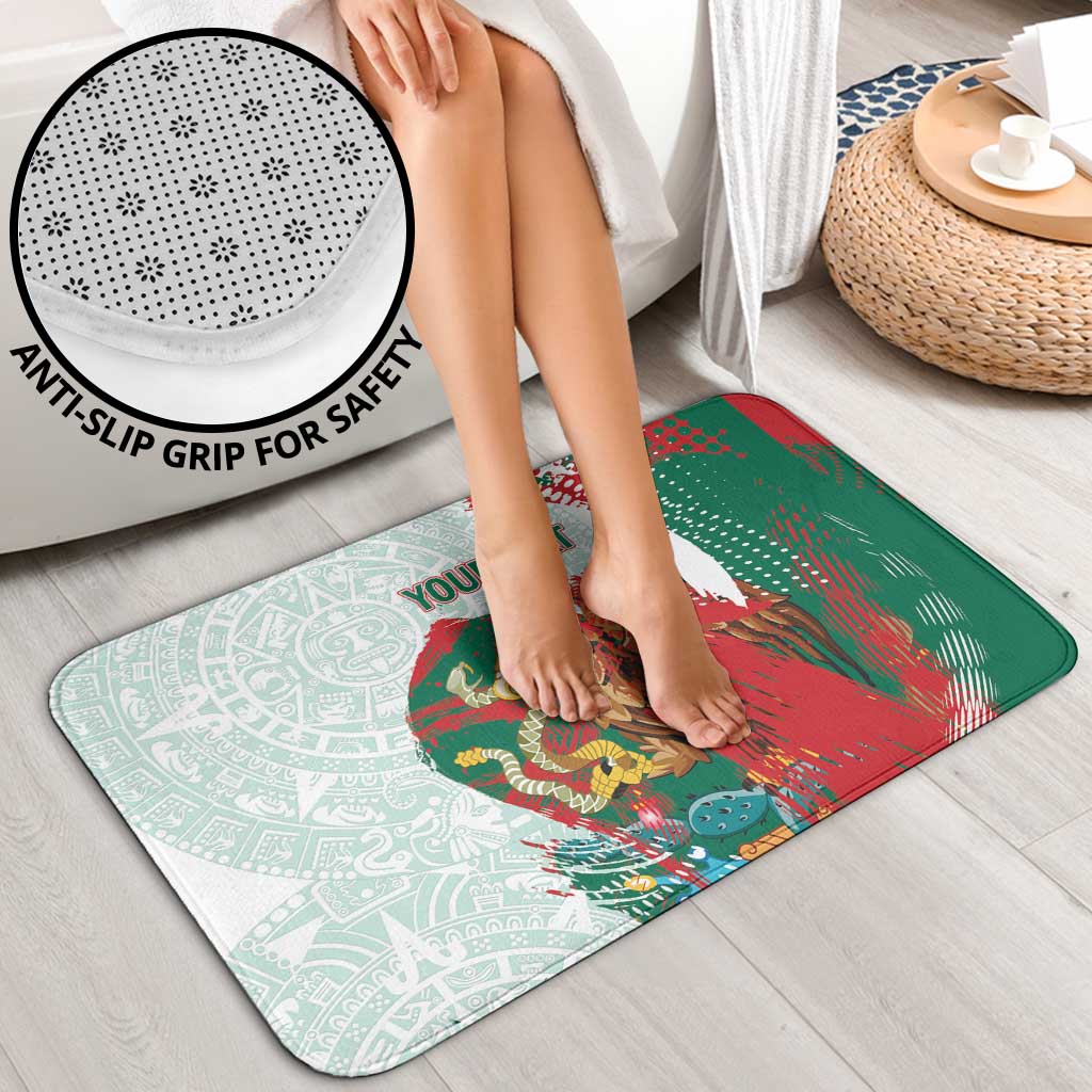 Mexico Football Custom Bathroom Set El Tri Aztec Calendar Brush Style