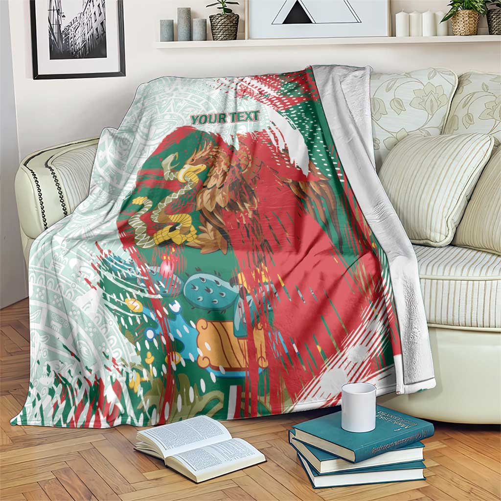 Mexico Football Custom Blanket El Tri Aztec Calendar Brush Style