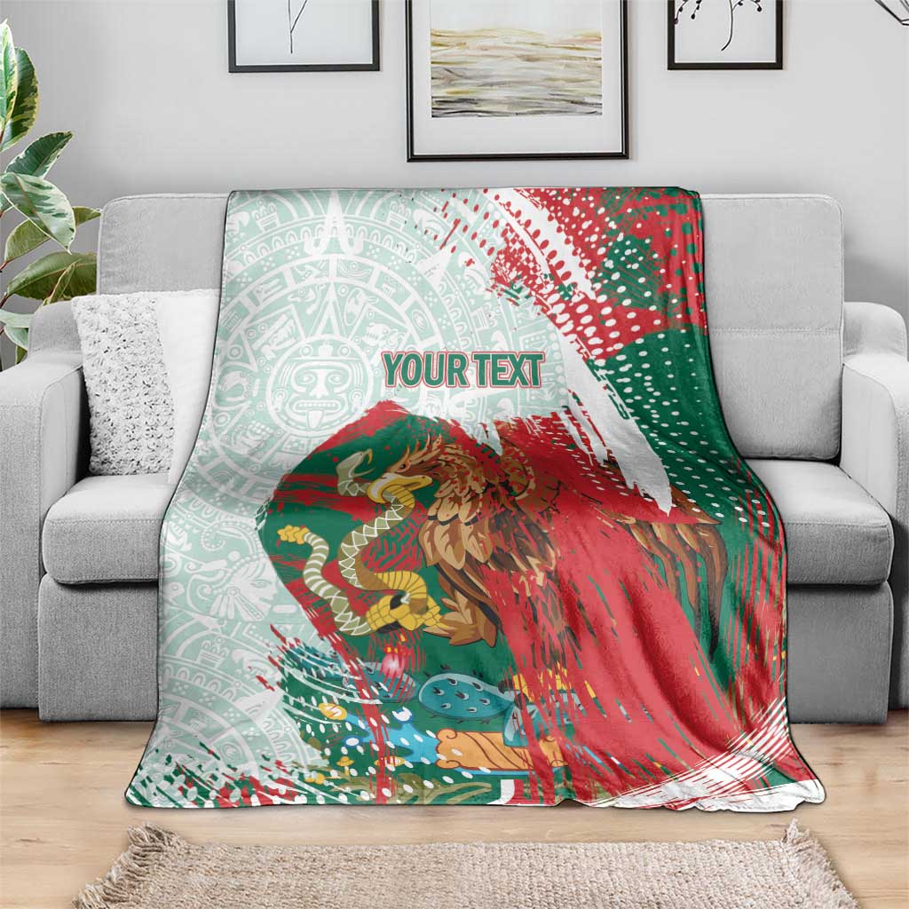 Mexico Football Custom Blanket El Tri Aztec Calendar Brush Style