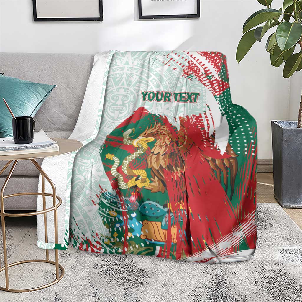 Mexico Football Custom Blanket El Tri Aztec Calendar Brush Style