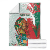 Mexico Football Custom Blanket El Tri Aztec Calendar Brush Style