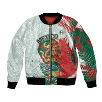 Mexico Football Custom Bomber Jacket El Tri Aztec Calendar Brush Style