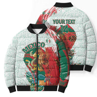 Mexico Football Custom Bomber Puffer Jacket El Tri Aztec Calendar Brush Style