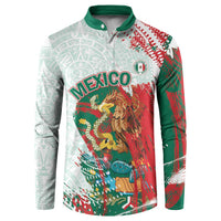 Mexico Football Custom Button Sweatshirt El Tri Aztec Calendar Brush Style