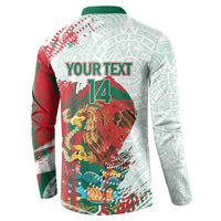 Mexico Football Custom Button Sweatshirt El Tri Aztec Calendar Brush Style