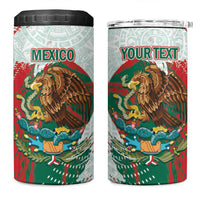 Mexico Football Custom 4 in 1 Can Cooler Tumbler El Tri Aztec Calendar Brush Style