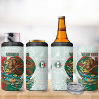 Mexico Football Custom 4 in 1 Can Cooler Tumbler El Tri Aztec Calendar Brush Style