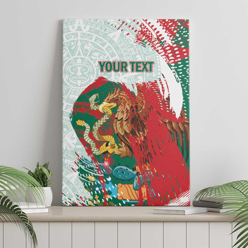 Mexico Football Custom Canvas Wall Art El Tri Aztec Calendar Brush Style