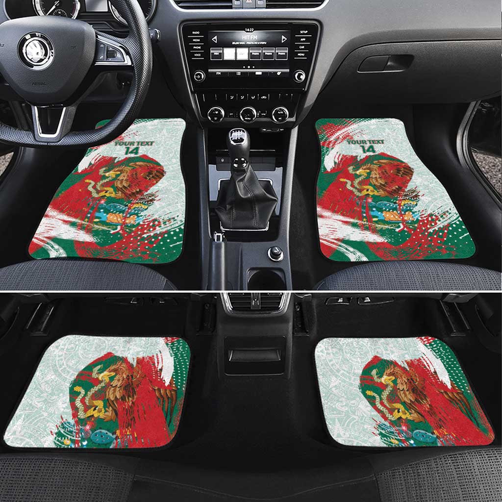 Mexico Football Custom Car Mats El Tri Aztec Calendar Brush Style