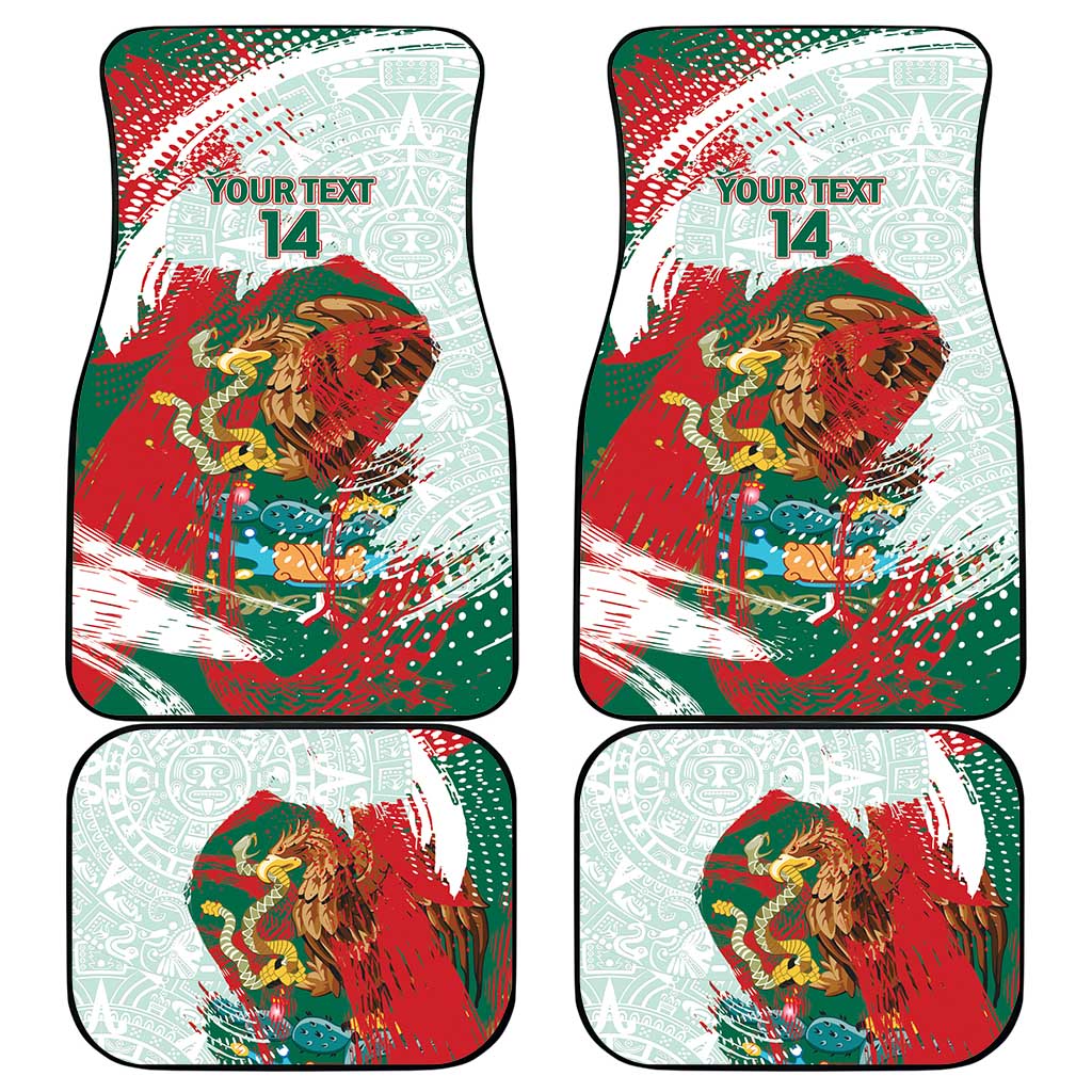 Mexico Football Custom Car Mats El Tri Aztec Calendar Brush Style