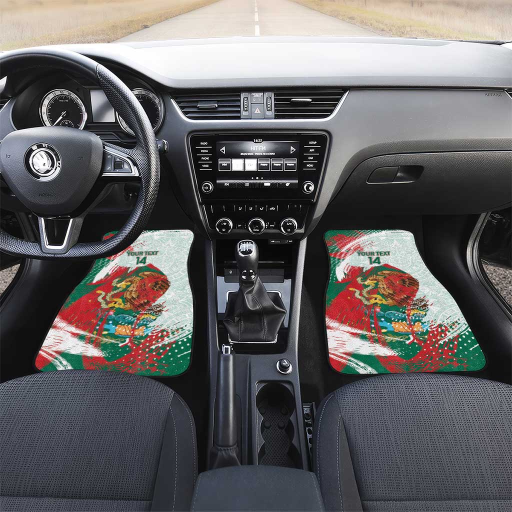 Mexico Football Custom Car Mats El Tri Aztec Calendar Brush Style