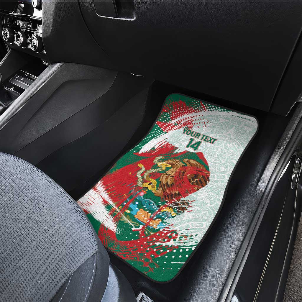 Mexico Football Custom Car Mats El Tri Aztec Calendar Brush Style