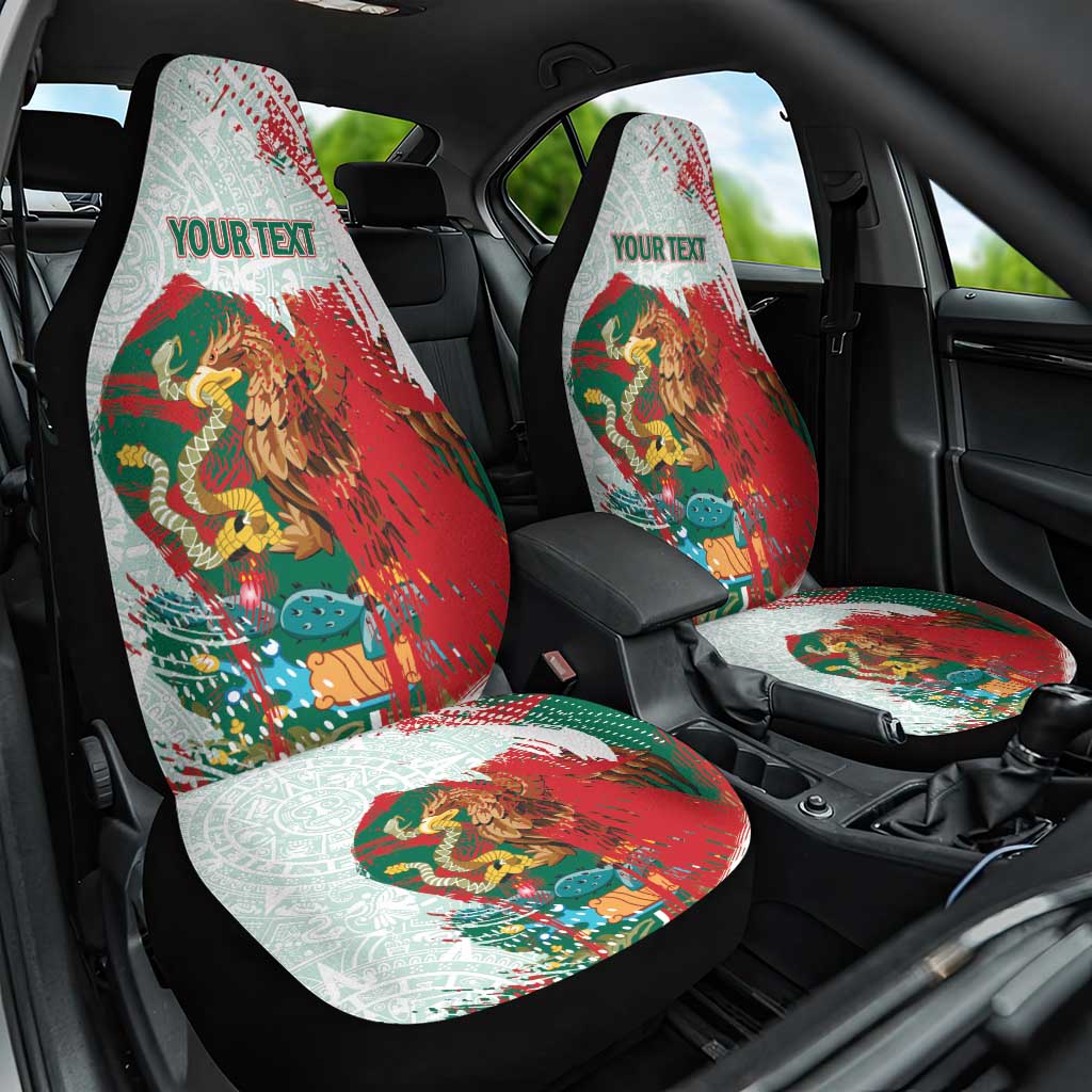 Mexico Football Custom Car Seat Cover El Tri Aztec Calendar Brush Style